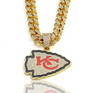 Kalung Hiphop Fashion Baru Grosir, Liontin Rugby 32, Kalung Gantung Kansas City Chiefs, Kalung Kejuaraan, Hadiah Terbaik untuk Penggemar - Product Image 1