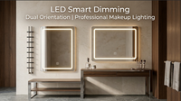 Espejo de Maquillaje Rectangular Inteligente con Pantalla Táctil LED de Tres Colores, sin Marco, Apto para Montar en la Pared en Hogares o Dormitorios