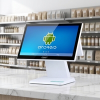 Precio al por Mayor, Sistema POS Android de 15.6 Pulgadas con Pantalla Táctil Dual, Caja Registradora Todo en Uno, Terminal Punto de Venta para Comercio Minorista