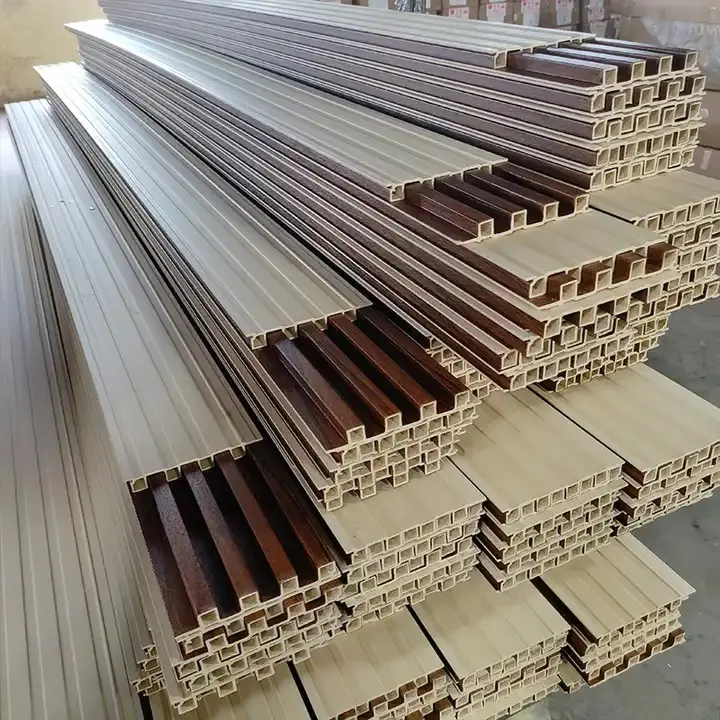 BAIJIN plastik Interior kayu komposit meliputi papan Wainscoting vinil kayu 3D bergalur pelapis Pvc menyarankan Panel dinding