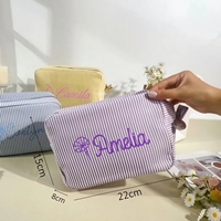 Pochette de maquillage personnalisée brodée avec nom et fleur de naissance, trousse de toilette de voyage sur mesure, cadeaux de mariage