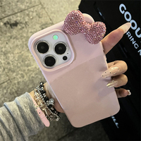 Étui de téléphone de luxe en cuir à motif litchi avec nœud en strass, antichoc, pour iPhone 16 15 14 13 12 11 17 Pro Max Air XS Plus, étui souple