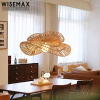 Lustre WISEMAX FURNITURE de style Wabi-Sabi, lampe de plafond en fer et corde de papier rétro japonaise pour hôtel, restaurant, villa, appartement
