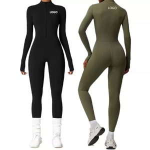 <span class=keywords><strong>Tuta</strong></span> <span class=keywords><strong>Intera</strong></span> da <span class=keywords><strong>Donna</strong></span> Personalizzabile con LOGO, in Spandex, Aderente, a <span class=keywords><strong>Maniche</strong></span> <span class=keywords><strong>Lunghe</strong></span> con Zip, per Palestra e Yoga - Product Image 3