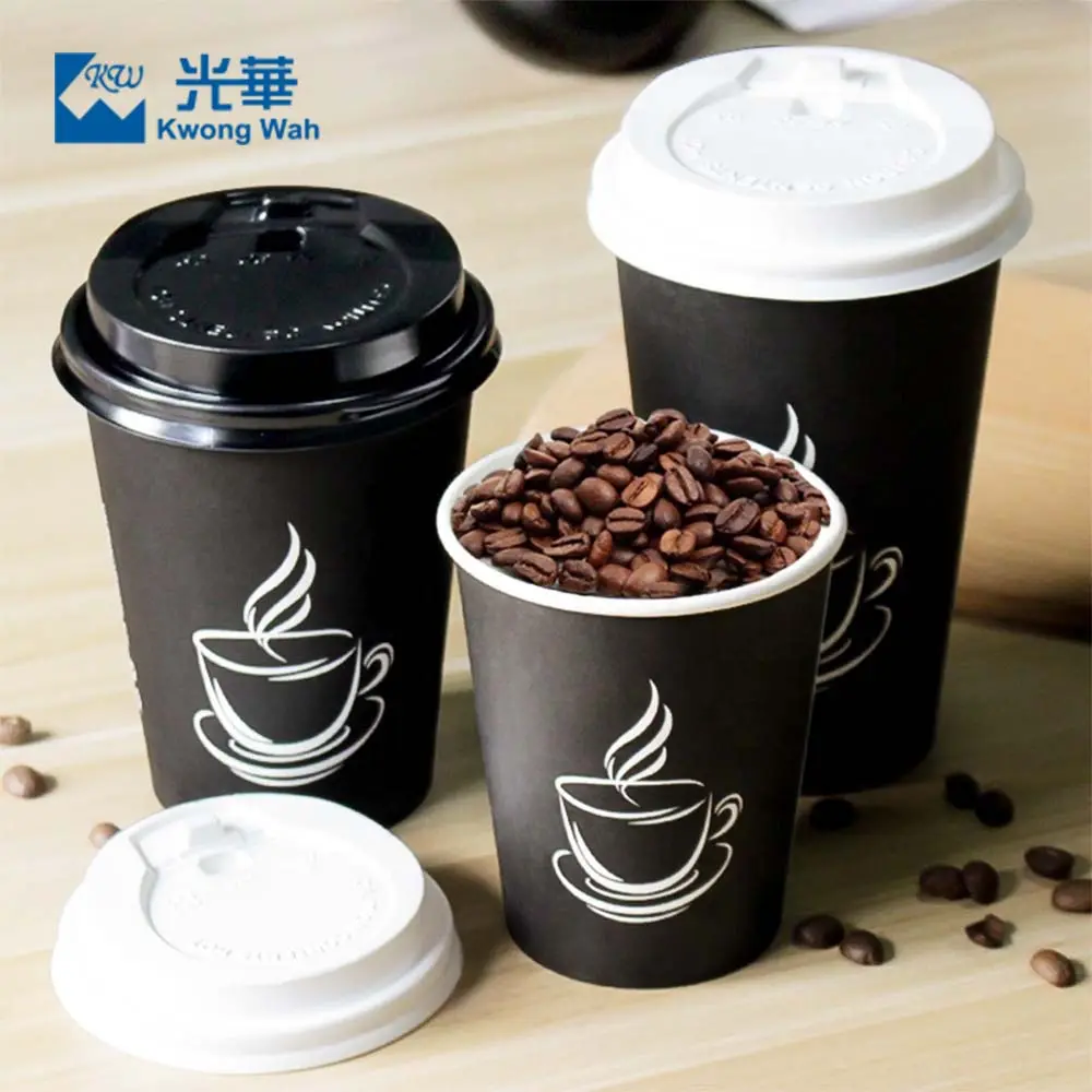 カスタム印刷生分解性紙コーヒーカップ価格中国蓋付き使い捨てクラフト紙茶二重壁飲料水カップ