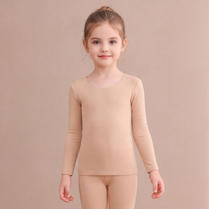 Ensemble de sous-vêtements thermiques pour enfants De Rong : manteaux d'hiver et d'automne en polaire, invisibles, couleur naturelle, sous-vêtements pour filles - Product Image 1