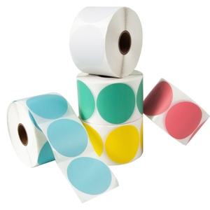 Custom Self Adhesive Colored Circle Direct Thermal <b>Sticker</b> Label Round Thermal Label Roll Compatible with pink Thermal <b>Printer</b> - Product Image 2