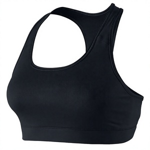 Soutien-gorge de sport dos nageur pour femme, maintien moyen, respirant, noir uni, vêtement de sport, design sans couture - Product Image 1
