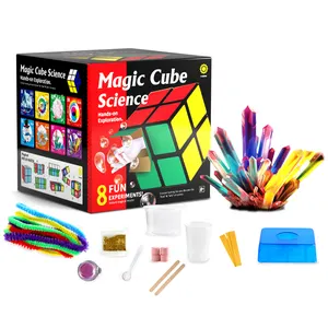 Kit de experimentos científicos cubo mágico para ciências, kits educacionais de artesanato DIY, hastes coloridas variadas de chenille