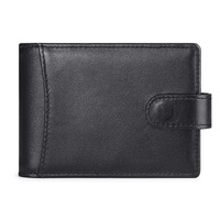 Dompet Pendek Pria Kulit Asli Anti-Pencurian dengan Gesper Logam Gaya Eropa Amerika Model Sabuk Tempat Kartu Kredit Tarik Keluar