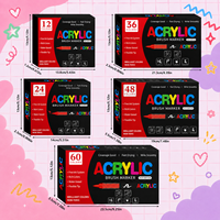 24 marqueurs acryliques de couleurs, système de contrôle automatique de l'encre avec pointe pinceau souple, stylos à peinture acrylique pour la peinture sur roche, les loisirs créatifs