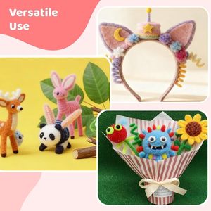 Decoraciones Creativas, Tubos de Chenilla Coloridos y Gruesos, Manualidades Educativas para Niños, Limpiapipas Largos Hechos a Mano de 30 cm - Product Image 3