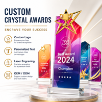 Trofeo de Cristal Moderno, Portátil y Ecológico, con Impresión Tipográfica y Grabado de Sombra Colorido