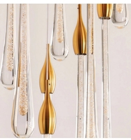 JYLIGHTING Lustre moderne de luxe français pour escalier, bande LED en cristal blanc, suspension en forme de goutte d'eau, éclairage pour projet résidentiel