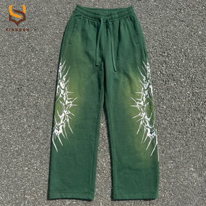 Conjuntos de sudadera y pantalón de chándal para hombre, con estampado desgastado, personalizados, con cremallera y pedrería, de corte oversize, con efecto lavado ácido - Product Image 3