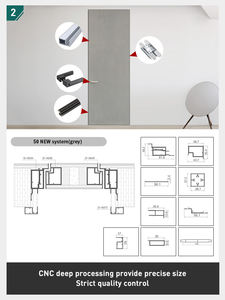 Fabricante de China, marco de aluminio de 50 perfiles, puertas de madera invisibles con bisagras ocultas y cerradura magnética, puerta ecológica, perfil de aluminio - Product Image 4