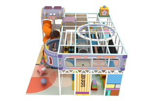 Aire de jeux intérieure commerciale pour tout-petits, toboggan en spirale orange, décoration sportive Liben, construction en plastique et acier pour la maison - Product Image 2