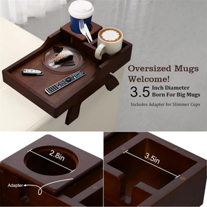 ที่วางแก้วบนโซฟาทำจากไม้แบบ4 in 1ที่วางแขนข้างโซฟาทำจากไม้พร้อมที่วางโทรศัพท์ - Product Image 4