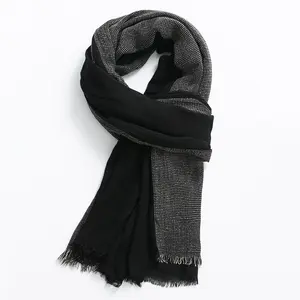 Male Brand Winter Scarf Men Warm Soft Tassel Bufanda Casual Cotton Linen Crinkle Men'S Scarves Shawl Black Navy Man Scarfs