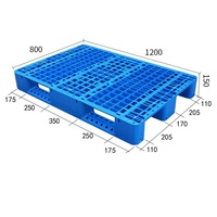 Palette Euro en HDPE renforcé d'acier 1200x1000x150mm, 4 voies, simple face, durable, haute capacité, avec une charge dynamique de 2 tonnes