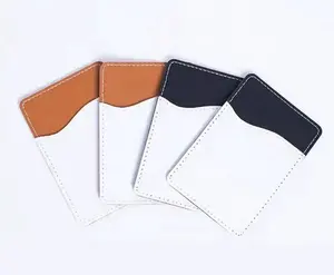 custom logo design Sublimation blank pu leather mobile phone card holder back sticker sleeve for iphone 15 pro max