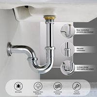 Accessoires de salle de bain : Siphon bouteille en laiton argenté pour lavabo et lavabo mural