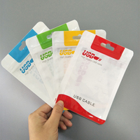 Sac en plastique refermable avec logo personnalisé, câble USB, étui de téléphone, Mylar OPP, fenêtre transparente, trou de suspension, vente au détail, électronique, transparent