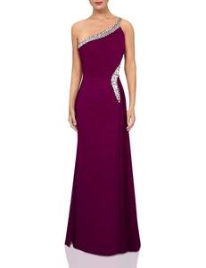 Abito <span class=keywords><strong>da</strong></span> sera morbido XIUYU Angel-fashions <span class=keywords><strong>da</strong></span> <span class=keywords><strong>donna</strong></span> con una spalla increspato e perline - Product Image 4