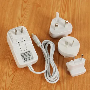 12V2A beyaz güç adaptörü 12V3A değiştirilebilir duvar fişi güç adaptörü 5V 6V 9V 12V 15V 24V 48V 1A 2A 2.5A 3A AC DC güç