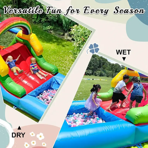 Ngoài trời Inflatable chướng ngại vật nhà Trampoline, thương mại cấp PVC, lâu đài đầy màu sắc với trượt nước và kèm theo hồ bơi - Product Image 4