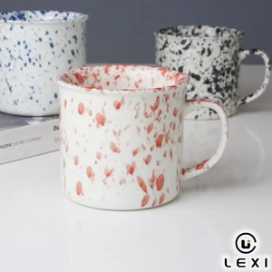 Taza <span class=keywords><strong>de</strong></span> esmalte <span class=keywords><strong>de</strong></span> cerámica Taza <span class=keywords><strong>de</strong></span> camping 400 ml Efecto moteado Logotipo <span class=keywords><strong>de</strong></span> color personalizado Muy bienvenido <span class=keywords><strong>para</strong></span> uso diario Tienda Café Oficina - Product Image 3