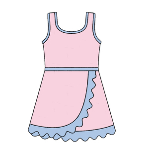 Robe de boutique pour petite fille GSD4128, rouge et blanche à pois, sans manches, style athlétique, avec bordure festonnée, vente en gros pour bébés et enfants. - Product Image 5