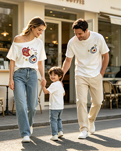 T-shirts assortis pour la famille, imprimé à carreaux pomme, pour maman, <span class=keywords><strong>papa</strong></span> <span class=keywords><strong>et</strong></span> enfant, doux pour la peau <span class=keywords><strong>et</strong></span> respirant, sans sensation de surchauffe au printemps <span class=keywords><strong>et</strong></span> en été - Product Image 1