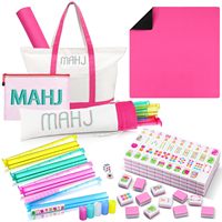 Jeu de Mahjong portable de style américain, avec tuiles complètes, supports, sac de rangement, tapis de jeu, dés et jetons, pour la famille et les clubs