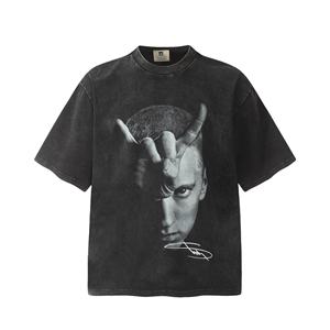 T-shirt Vintage Americana con Stampa Caratteristica, in Cotone Pettinato, Lavaggio Pesante Effetto Usurato, Vestibilità Ampia, a Maniche Corte, per Coppie, di Tendenza - Product Image 6