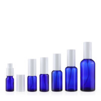 Vente en gros de flacons de parfum en verre rond bleu avec logo personnalisé, 10ML, 15ML, 20ML, 30ML, 50ML, 100ML, flacons de lotion