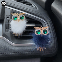 Accessoires automobiles pour femme : Ornement d'aromathérapie solide, hibou en cristal de diamant et velours, diffuseur de parfum naturel pour voiture à évaporation naturelle