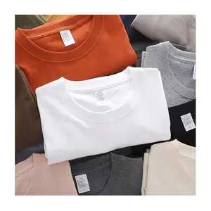 Camiseta 100% algodão para homens, camiseta casual lisa com gola redonda e gola redonda, em branco, atacado