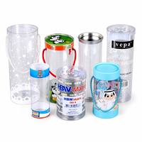 Boîte cylindrique ronde en PET transparente avec couvercle, emballage personnalisé sur mesure, fabrication en usine