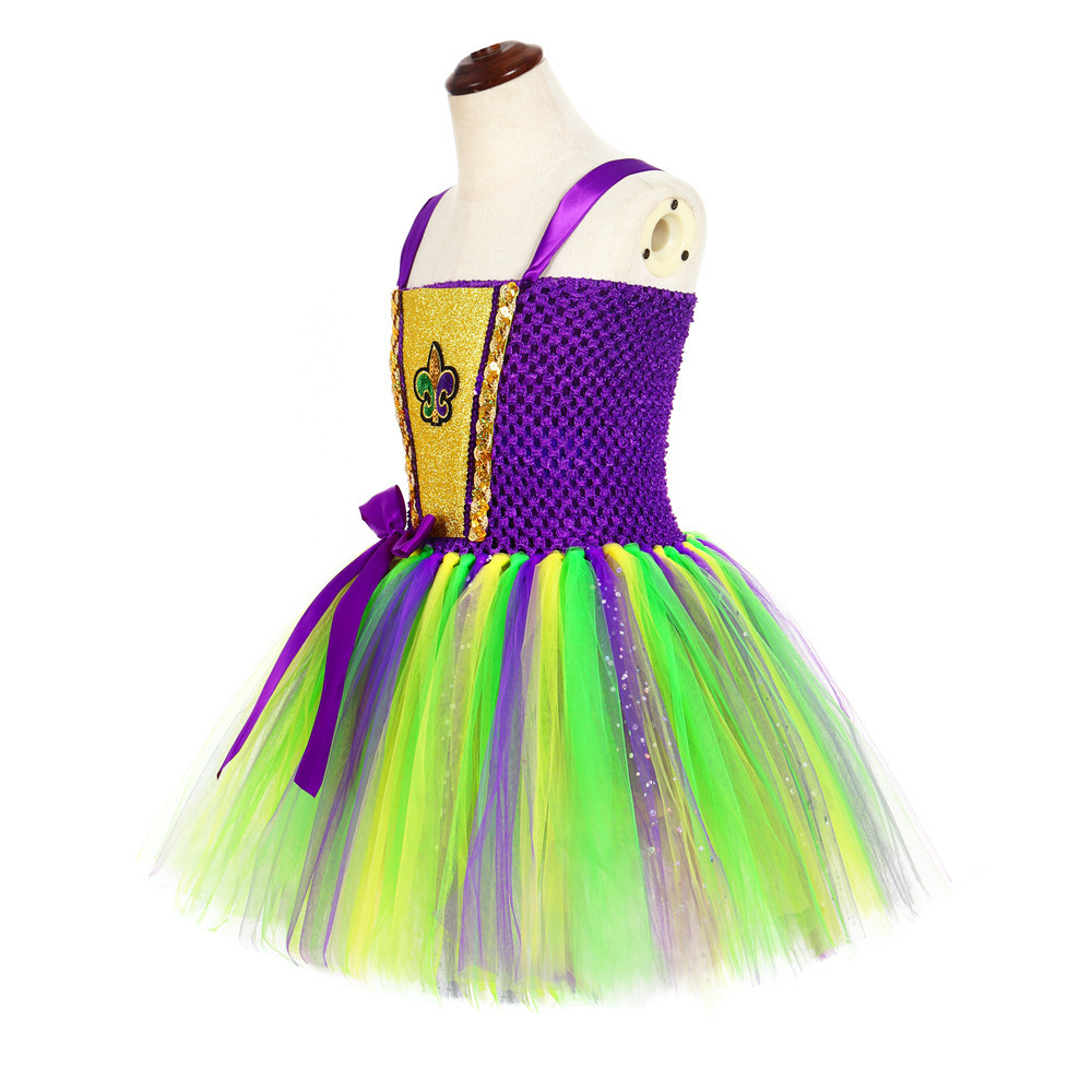 purple and green tutu dress Springtime Fairy Lace and Stars Tiered Tutu Dress – Mia Belle Girls main image 1