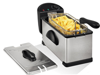Friteuse électrique professionnelle en acier inoxydable 3L avec revêtement antiadhésif PFA et protection contre la surchauffe pour usage domestique