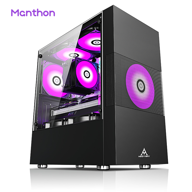 LED MATX MINIITX Middle Tower Gaming Case With Good Airflow Tempered Glass New PC Cabinet Gaming Computer Case for Desktop