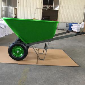 9600 औद्योगिक परिवहन डबल पहिया व्हीलबारो 200 cbf क्षमता बड़े प्लास्टिक ट्रे व्हीलबारो स्टील हैंडल हाथ ट्रॉली - Product Image 4