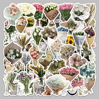 Ensemble d'autocollants imperméables à l'eau pour scrapbooking, album, journal et décoration d'écouteurs, motif bouquet de fleurs, style dessin animé