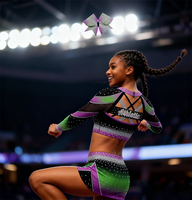 Uniformes de cheerleading américains personnalisés de haute qualité et bon marché, à manches longues, en spandex, avec sublimation