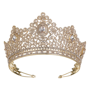 Diademi <span class=keywords><strong>E</strong></span> Corona Elegante di Cerimonia Nuziale Del Fiore Accessori per Capelli da Sposa Princess Crown Fascia Zircone BC3956 Corona Princesa - Product Image 4