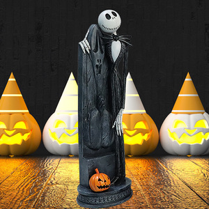 Figurines en résine Jack Skellington et Sally, décoration d'Halloween, ornement de bureau intérieur, 10x7.5x30cm, 9.5x7.5x30cm, 10x9x31cm - Product Image 4
