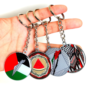 Stokta araba paslanmaz çelik Metal anahtar zincirleri aksesuarları süblimasyon alaşım filistin bayrağı anahtarlık - Product Image 2