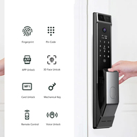 Cerradura de Puerta Inteligente con Huella Dactilar Totalmente Automática EY-V500, con Wi-Fi, Reconocimiento Facial, Desbloqueo con Tarjeta y Código, Compatible con IP, Aleación de Zinc y Madera