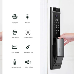 Serrure <span class=keywords><strong>de</strong></span> porte intelligente entièrement automatique EY-V500 avec reconnaissance faciale Wi-Fi, déverrouillage par carte et code, compatible IP, en alliage <span class=keywords><strong>de</strong></span> zinc pour bois - Product Image 2
